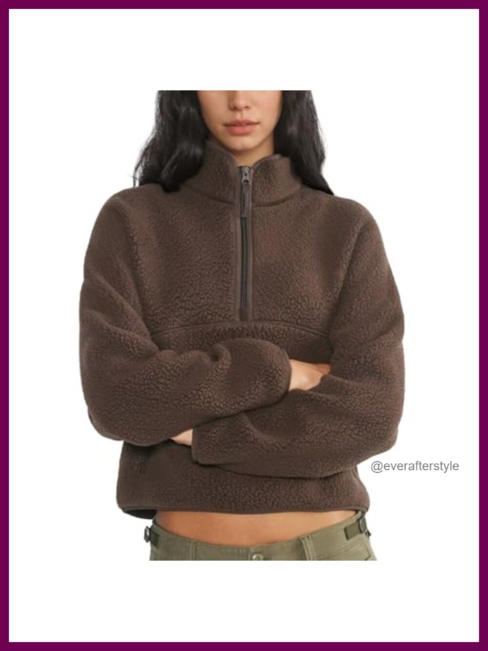 Keeliya Womens Sherpa Fleece Quarter Zip Pullover Sweatshirt Fuzzy Jacket